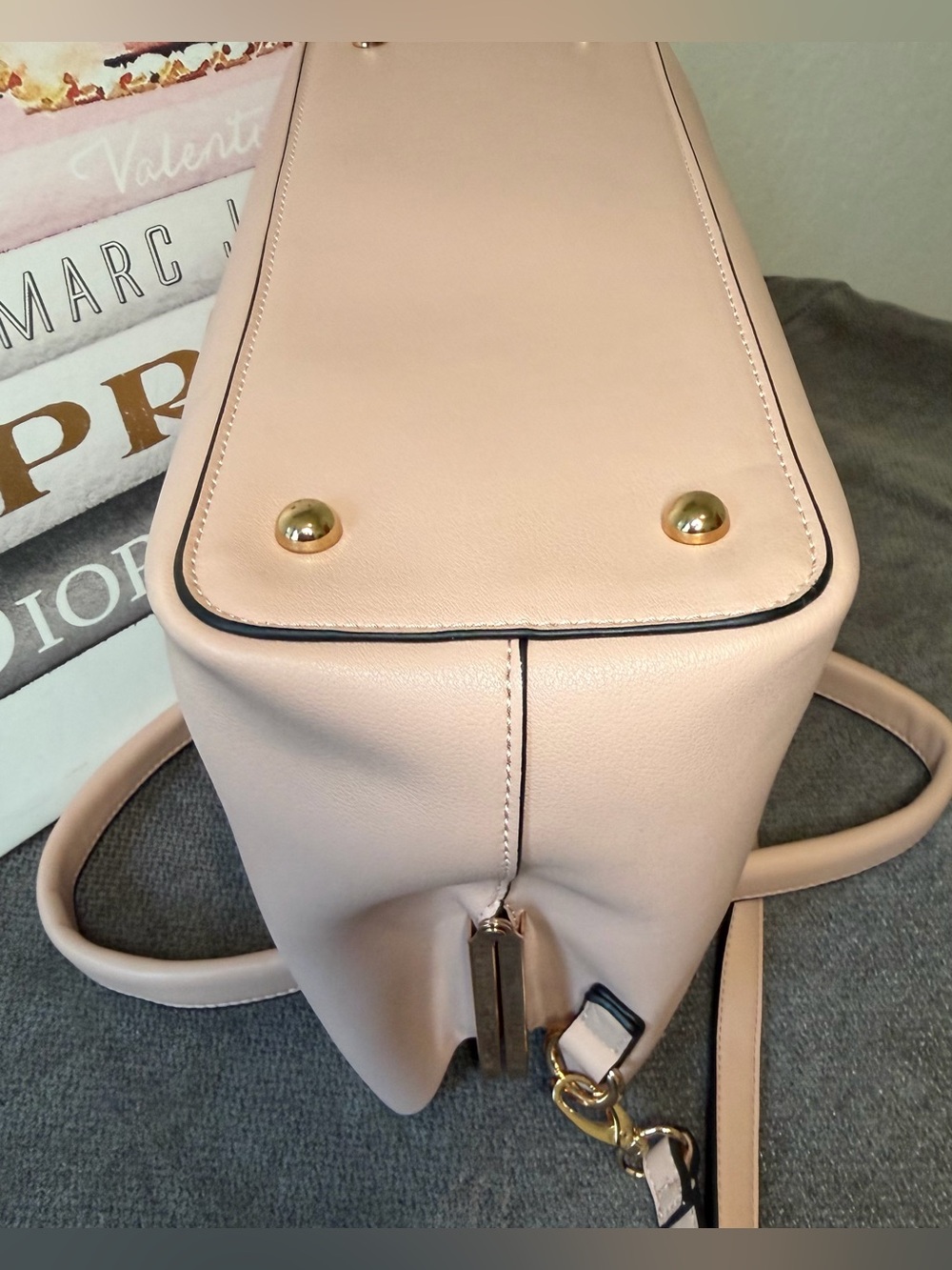 Dune London “Damie” Blush pink top handle kisslock satchel with crossbody strap - Picture 6 of 10